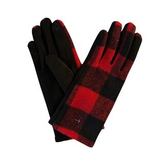 Women’s Buffalo Plain Red Black Bold Cozy Touchscreen Winter Gloves One Size